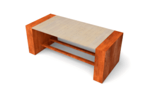 Tablu Cortenstahltisch mit Holz - Länge: 2000 - Breite: 900 - Höhe: 740