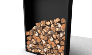 Beltza schwarz Holzlager mit Rückwand - Länge: 1500 - Breite: 385 - Höhe: 2000