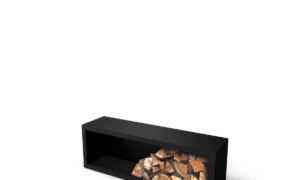 Beltza schwarz Holzlager mit Rückwand - Länge: 1500 - Breite: 385 - Höhe: 500