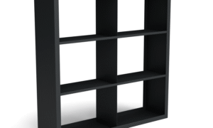 Beltza Schwarzes Holzlager - Unterteilung 6 Boxen - Länge: 1500 - Breite: 385 - Höhe: 1500