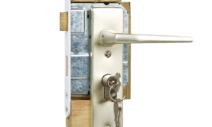 Gartentorzubehör für solides Tor Endlatte, impräg. 180 cm + Einbauschlossset de luxe, Edelstahl