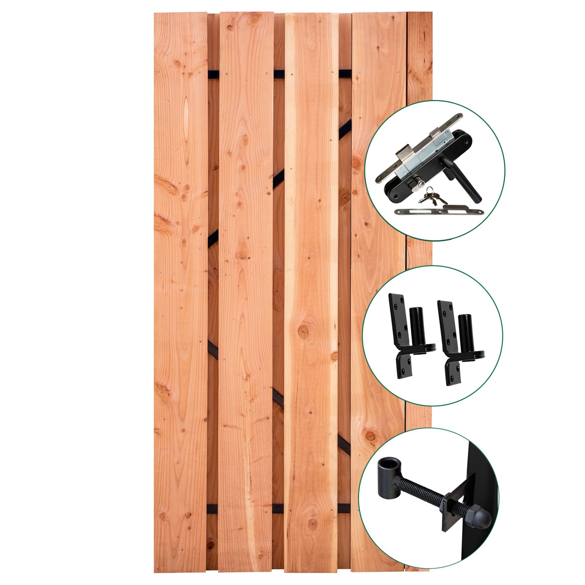 Gartentor aus Douglasie, schwarzes Hardware Meckelenburg 100x195cm
