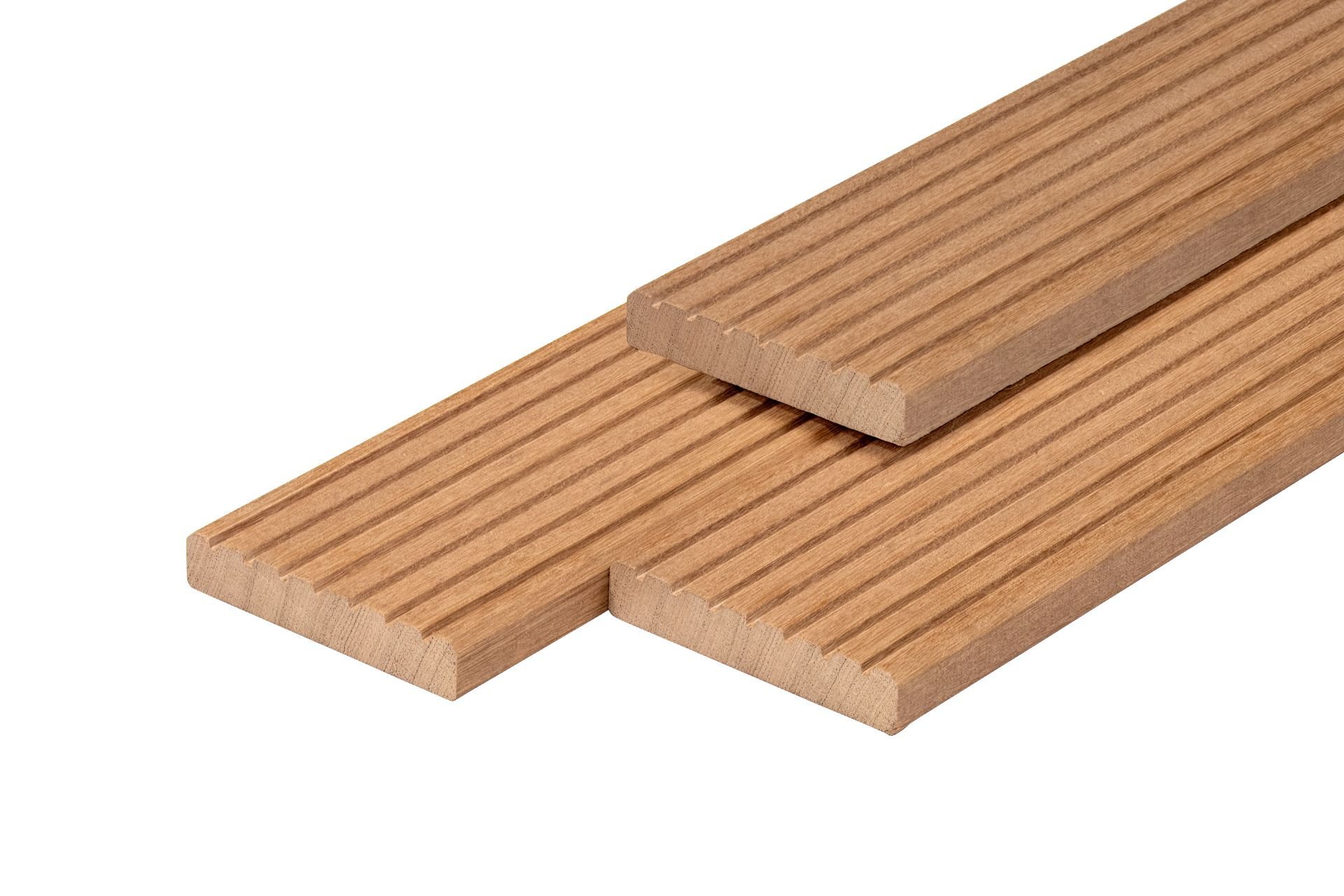 Bangkirai Terrassendiele getrocknet 2.5x14.5x430 cm gehobelt 7 Rillen + 1 Seite glatt