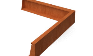 Eckige Stützmauern aus Cortenstahl. 1000x100x200mm (LxBxH). Material: 2mm Cortenstahl.