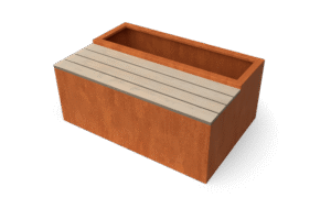 Bancu Exclu Pflanzgefäße mit Bank aus Cortenstahl - Länge: 1200 - Breite: 800 - Höhe: 500